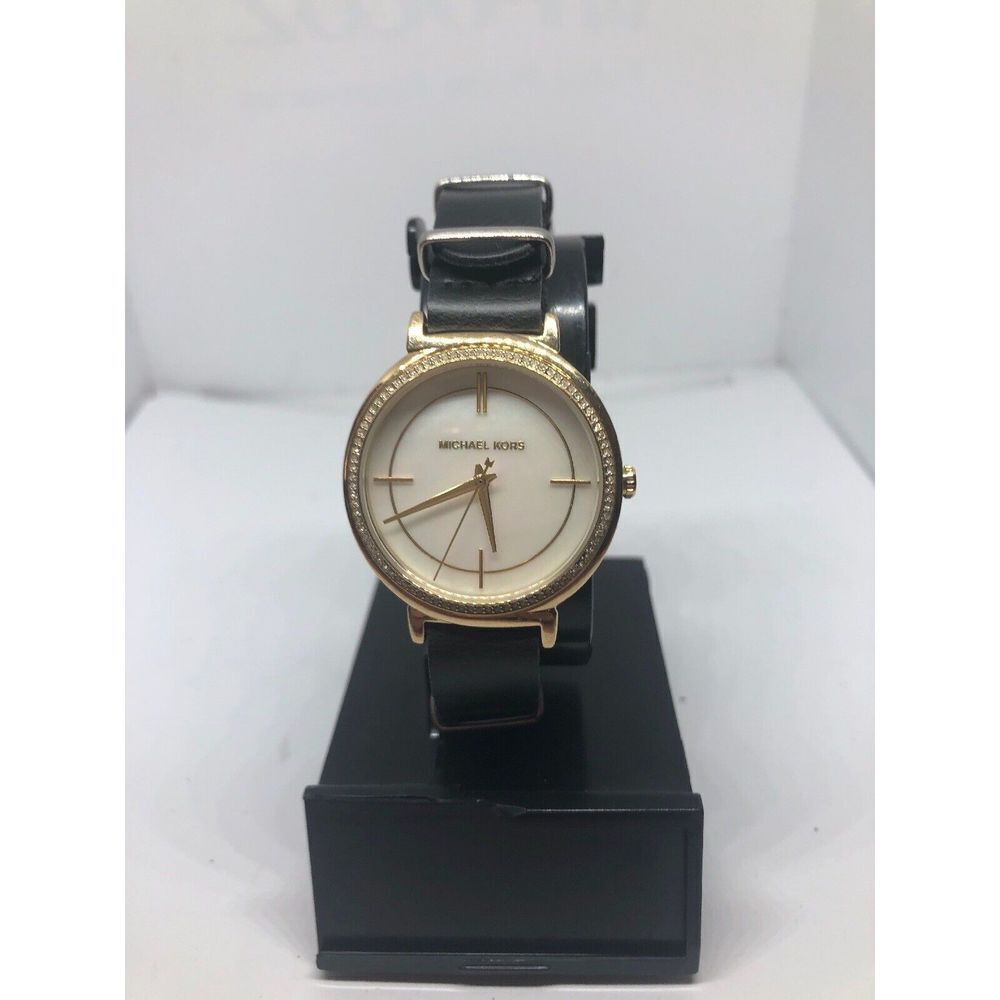 Michael Kors MK2662 Cinthia Women's Black Leather Analog Dial Quartz Watch RK246